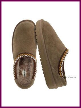 Suede Platform Mule Slippers with Faux Fur Lining & Memory Foam